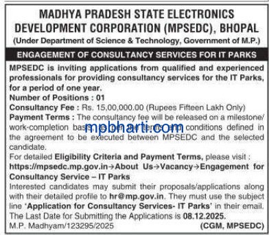 MPSEDC Recruitment 2025