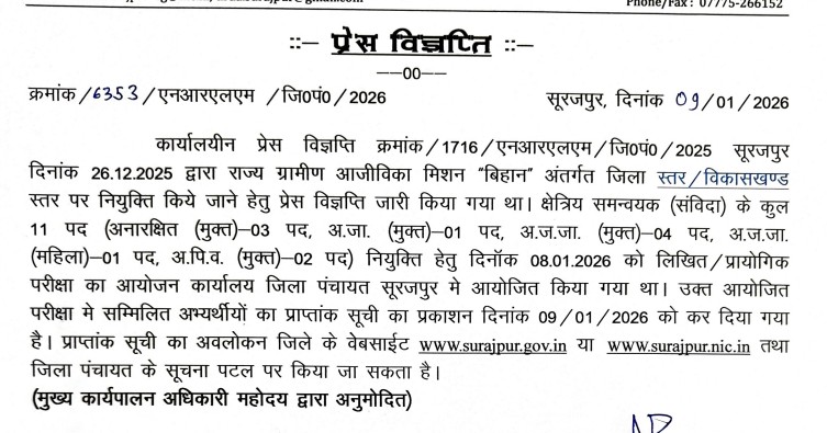 NRLM surajpur Bharti Selection List