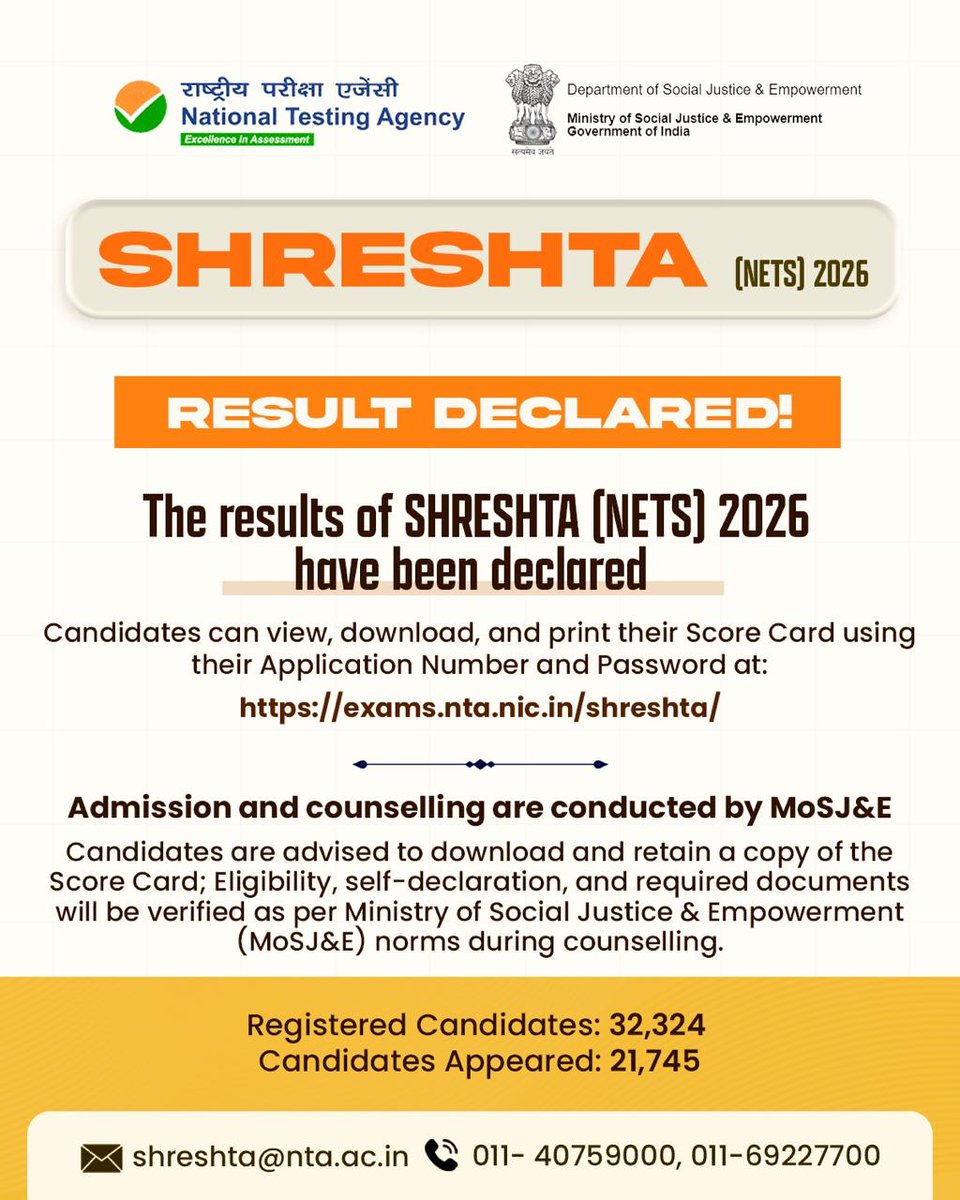 SHRESHTA (NETS) 2026 Result