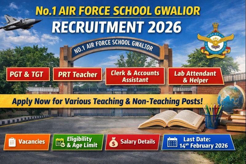 no1 Air force School Gwalior Recruitment 2026