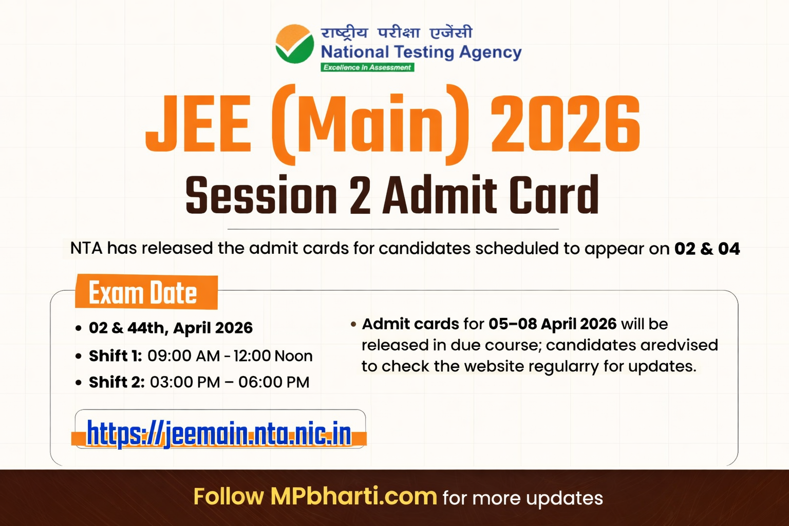 JEE Mains Session 2 Admit Cards Download