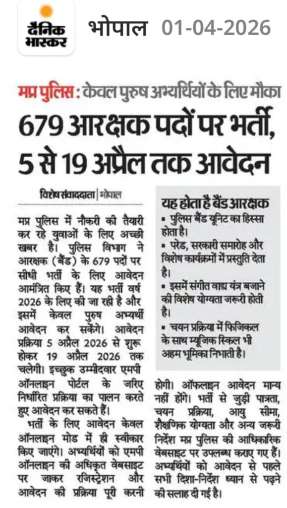 MP Police Aarakshak Band Recruitment 2026