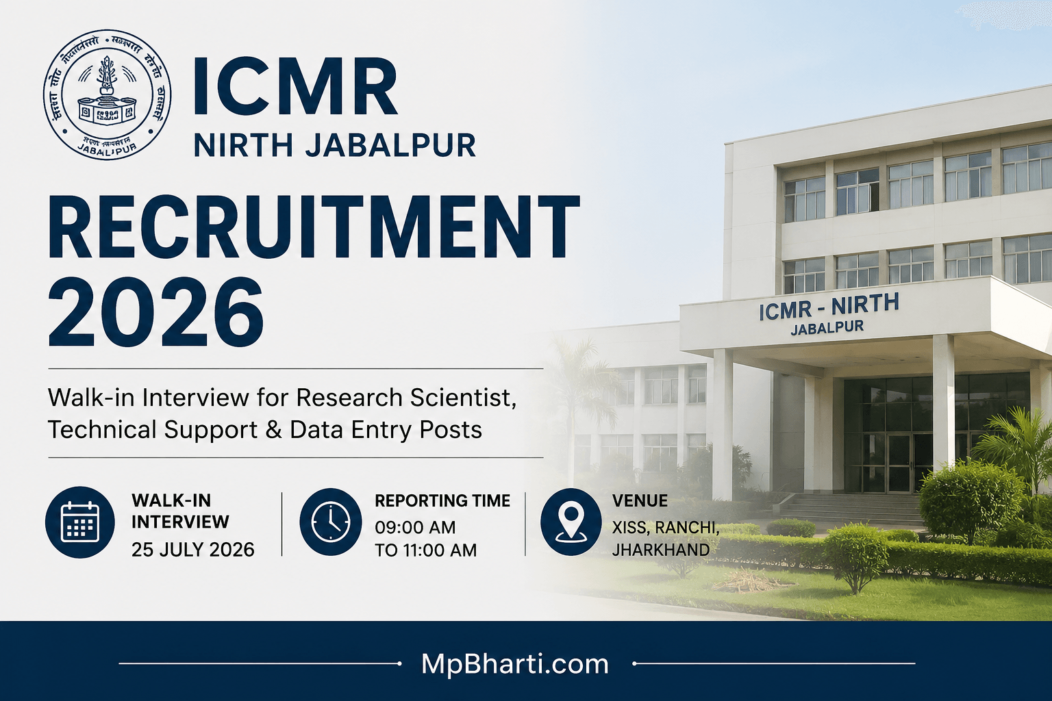 ICMR NITHR Jabalpur Vacancy 2026