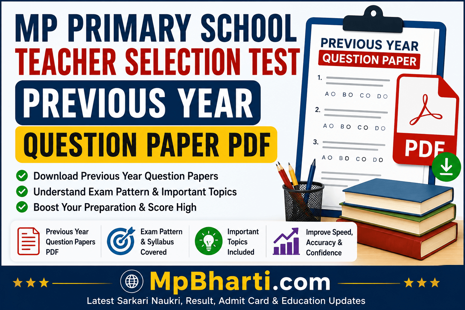 MP Primary School Teacher Selection Test Previous Year Question Paper PDF