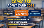 Chhattisgarh State Service Exam Admit Card Download