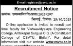 CSVTU Bhilai Recruitment 2025